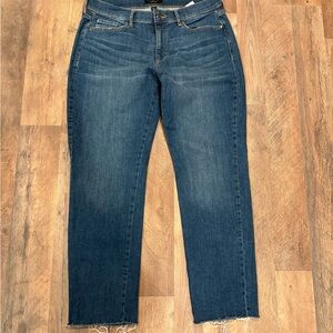BANANA REPUBLIC Women's Straight Ankle frayed hem Blue Jeans size 31/12